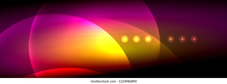 Vector blurred neon glowing circles with flowing and liquid light concept, energy magic fantastic background