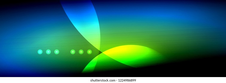Vector blurred neon glowing circles with flowing and liquid light concept, energy magic fantastic background