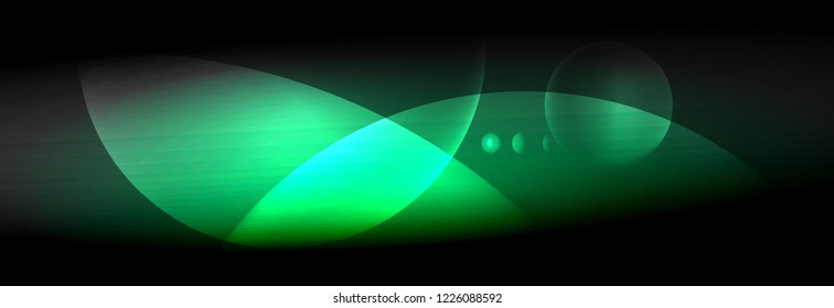 Vector blurred neon glowing circles with flowing and liquid light concept, energy magic fantastic background