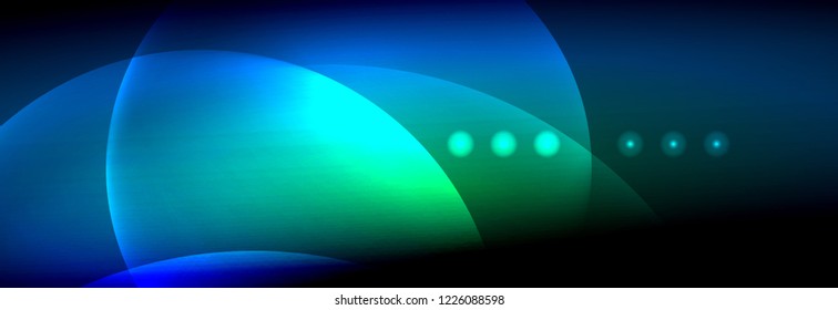 Vector blurred neon glowing circles with flowing and liquid light concept, energy magic fantastic background