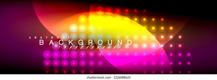 Vector blurred neon glowing circles with flowing and liquid light concept, energy magic fantastic background