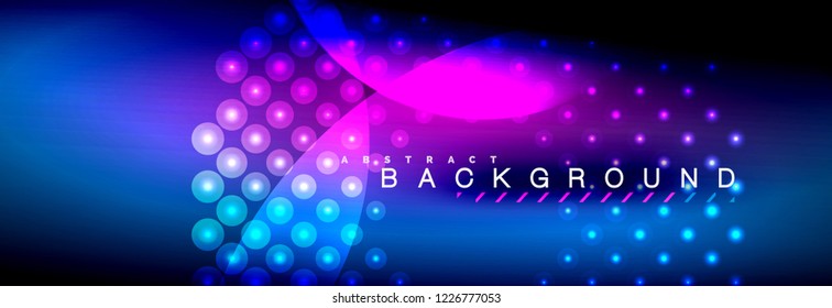Vector blurred neon glowing circles with flowing and liquid light concept, energy magic fantastic background