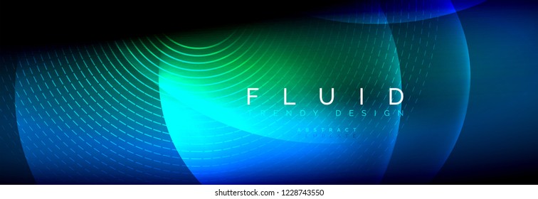 Vector blurred neon glowing circles with flowing and liquid light concept, energy magic fantastic background