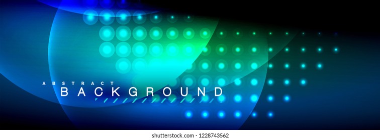 Vector blurred neon glowing circles with flowing and liquid light concept, energy magic fantastic background