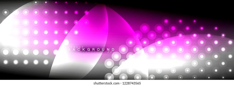 Vector blurred neon glowing circles with flowing and liquid light concept, energy magic fantastic background