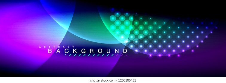 Vector blurred neon glowing circles with flowing and liquid light concept, energy magic fantastic background