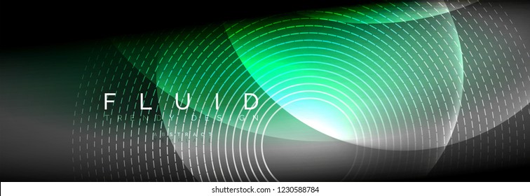 Círculos brillantes de neón vectorial borroso con concepto de luz fluida y líquida, energía mágica fondo fantástico