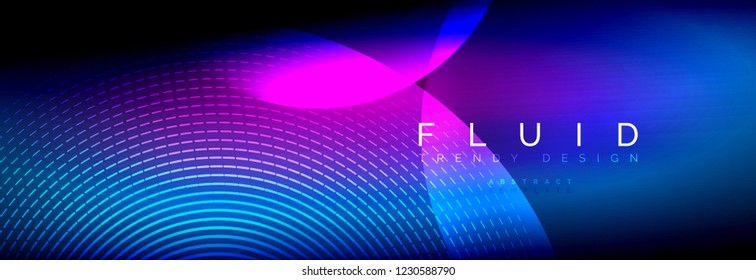 Vector blurred neon glowing circles with flowing and liquid light concept, energy magic fantastic background