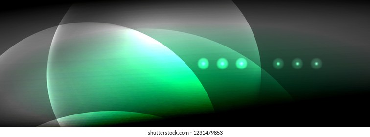 Vector blurred neon glowing circles with flowing and liquid light concept, energy magic fantastic background