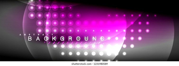 Vector blurred neon glowing circles with flowing and liquid light concept, energy magic fantastic background