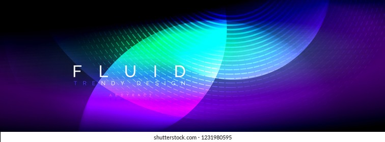 Vector blurred neon glowing circles with flowing and liquid light concept, energy magic fantastic background
