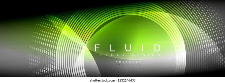 Círculos brillantes de neón vectorial borroso con concepto de luz fluida y líquida, energía mágica fondo fantástico