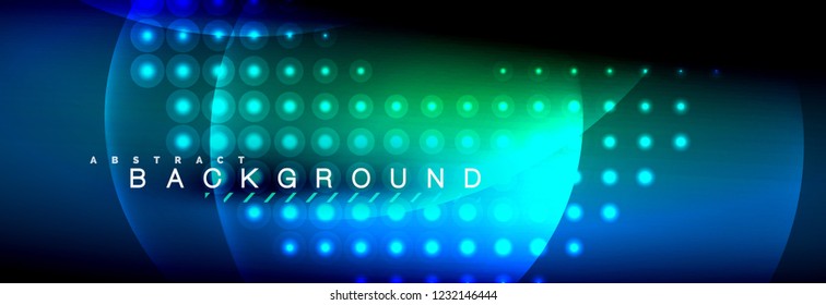 Vector blurred neon glowing circles with flowing and liquid light concept, energy magic fantastic background