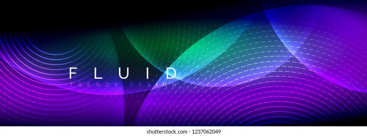 Vector blurred neon glowing circles with flowing and liquid light concept, energy magic fantastic background