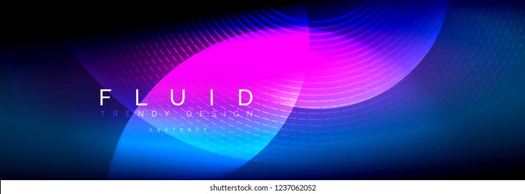 Vector blurred neon glowing circles with flowing and liquid light concept, energy magic fantastic background
