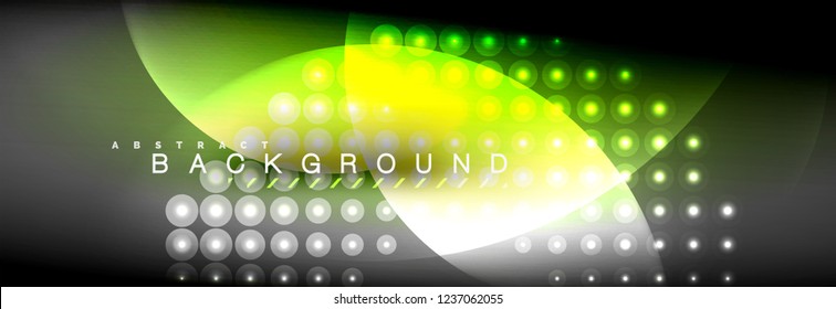 Vector blurred neon glowing circles with flowing and liquid light concept, energy magic fantastic background