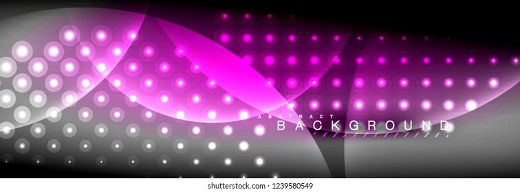 Vector blurred neon glowing circles with flowing and liquid light concept, energy magic fantastic background