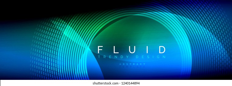 Vector blurred neon glowing circles with flowing and liquid light concept, energy magic fantastic background