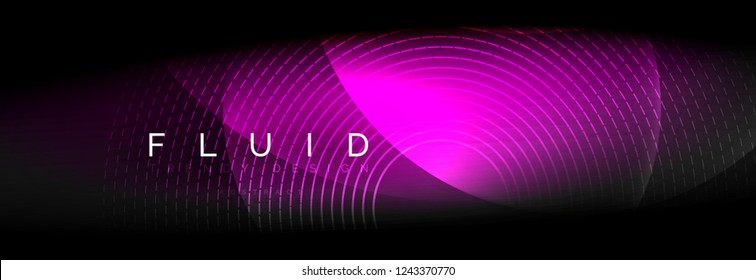 Vector blurred neon glowing circles with flowing and liquid light concept, energy magic fantastic background