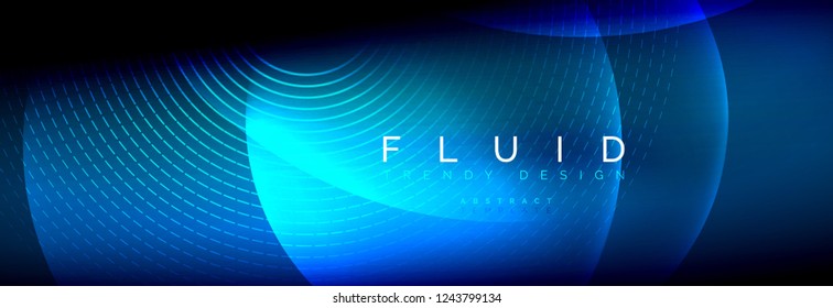 Círculos brillantes de neón vectorial borroso con concepto de luz fluida y líquida, energía mágica fondo fantástico