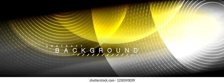 Vector blurred neon glowing circles with flowing and liquid light concept, energy magic fantastic background