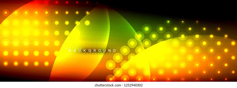 Círculos brillantes de neón vectorial borroso con concepto de luz fluida y líquida, energía mágica fondo fantástico