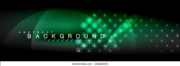 Vector blurred neon glowing circles with flowing and liquid light concept, energy magic fantastic background