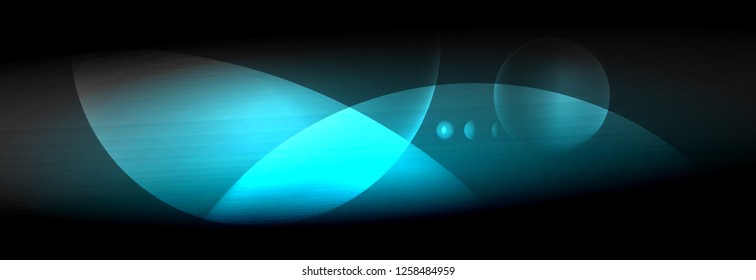 Vector blurred neon glowing circles with flowing and liquid light concept, energy magic fantastic background