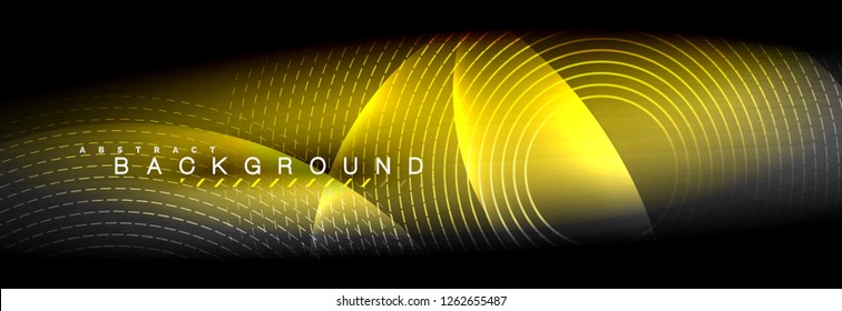 Vector blurred neon glowing circles with flowing and liquid light concept, energy magic fantastic background