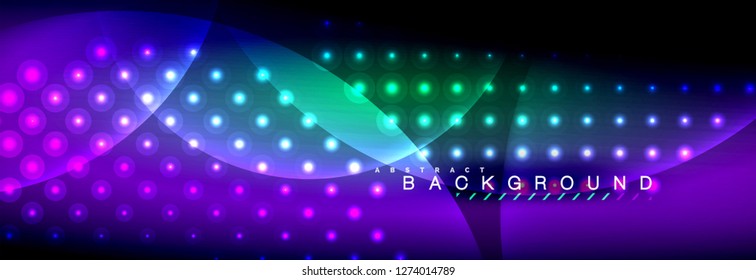 Vector blurred neon glowing circles with flowing and liquid light concept, energy magic fantastic background