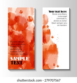 Vector blurred red watercolor background. Web and mobile interface template. Brochure Layout Design.