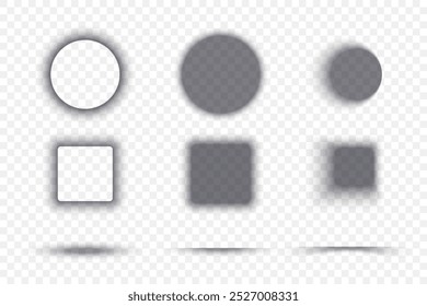 Vector blurred shadows set. Gray soft shapes circle and square.