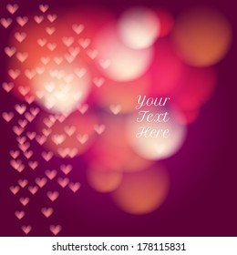 vector blurry background with bokeh and hearts