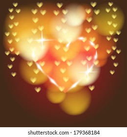 vector blurry background with bokeh and hearts