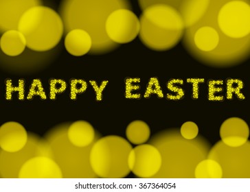 Vector blurry background with bokeh and inscription happy easter.