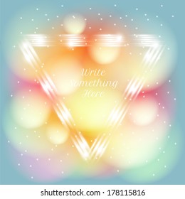 vector blurry background with bokeh and shiny triangular frame