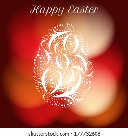 vector blurry background with easter egg in floral delicate pattern