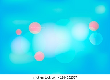 Vector blurry bokeh background in blue, and candy pink colors with light lense splashes for for greeting card design, poster or flyer valentines day