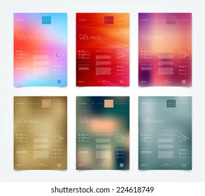 Vector blurry bokeh website design templates collection