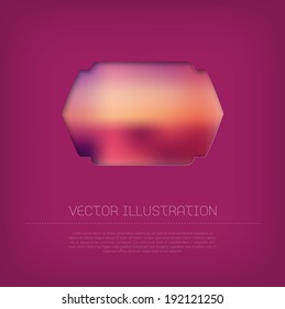 Vector blurry cut out badge with inner shadow. Smooth and soft unfocused photographic background. Vintage retro frame. Greeting card design template.