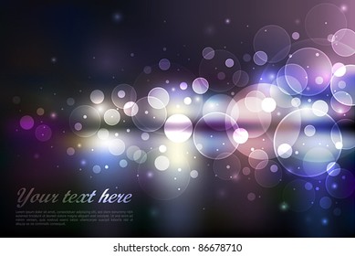 Vector Blurry night city view. Vector illustration.