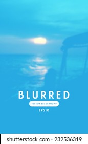 Vector blurry retro photographic background. Sunset sky over the sea seen from a boat. Light blue shades