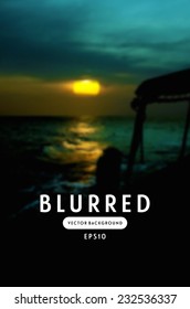 Vector blurry retro photographic background. Sunset sky over the sea seen from a boat