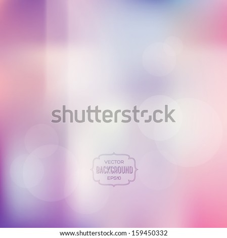 Vector blurry soft background with photographic bokeh effect. Smooth unfocused film effect. Pale romantic pink and purple tones. Retro light leaks. Cross processing effect.