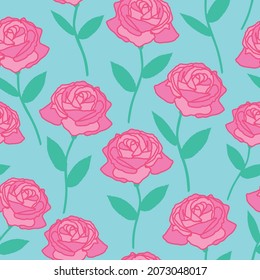 Vektor-Rosa Rose nahtlose Muster Design. Ideal für Mode, Textilien, Tapeten, stationäres Papier, Wickelpapier und andere Oberflächen. Cute Feminine Design geeignet für Frauen und Kinder Kleidung. 