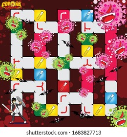 Vector board game design with Corona Virus theme