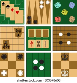 vector boardgames icons cards backgammon dice shogi majong go checkers reversi chess