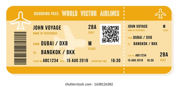 Vector boarding pass. Modern airline ticket for a flight.