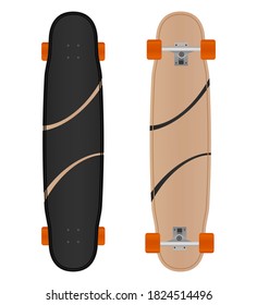 Vector boardwalking longboard isolated on white background.Longboard illustration from skateboard and longboard collection.