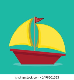 vector boat beach summer water